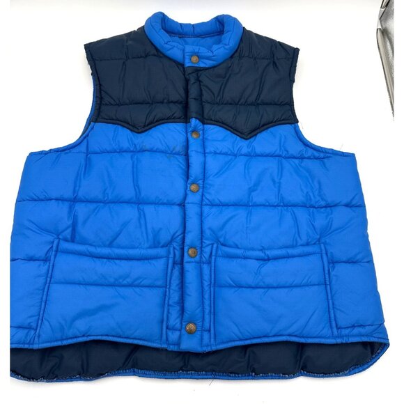 Vintage Tregos Westwear Puffer Quilted 70's Vest Snap Closure Pockets Size 44 - Picture 9 of 14